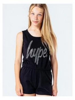 Image of Hype Diamonte Script Playsuit, Black, Size 13 Years, Women