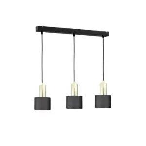 Image of Luce Bar Pendant Ceiling Light Black, Gold, 60cm, 3x E27