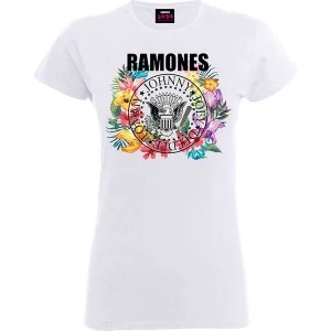 Image of Ramones - Circle Flowers Womens Small T-Shirt - White