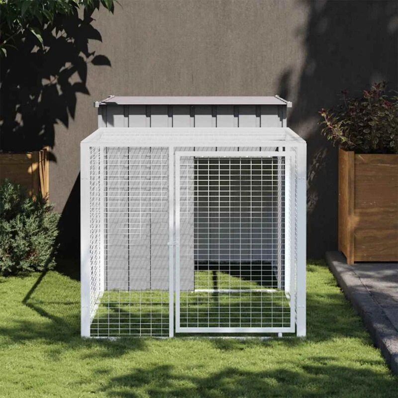 Image of VIDAXL Chicken Cage with Run Light Grey 110x201x110cm Galvanised Steel Vidaxl 8720845903893