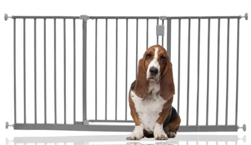 Image of Bettacare Extra Wide Hallway Dog Gate, 147Cm - 152Cm, Grey, Pressure Fit Pet Gate, Puppy Safety Barrier