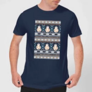 Image of Star Wars BB-8 Pattern Mens Christmas T-Shirt - Navy - M
