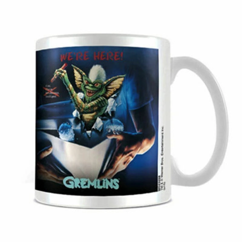 Image of Gremlins Gremlins We're Here Mug in Off White Off White One Size Unisex 5059958492066