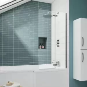 Image of Ella Straight Hinged Bath Screen 1400mm h x 750mm w - 5mm Glass - Nuie