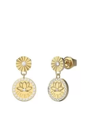 Image of Guess Lotus Drop Earrings Ladies, Gold, Women