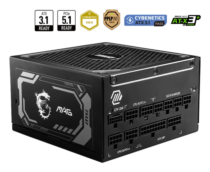 Image of MSI MAG A1250GL PCIE5 power supply unit 1250 W 24-pin ATX ATX Black