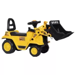 Image of Reiten Kids Ride-On Bulldozer Truck with Storage & Walker Handle - Yellow/Black