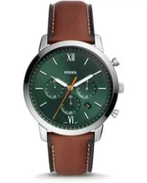 Image of Fossil Mens Neutra Moonphase Multifunction Eco Leather Watch - Brown