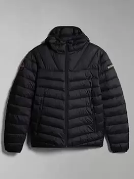 Image of Napapijri Aerons Quilted Hood Jacket - Black, Size L, Men
