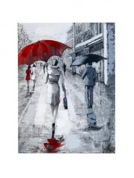 Image of Arthouse Rainy Street Scene Hand-Painted Canvas Wall Art