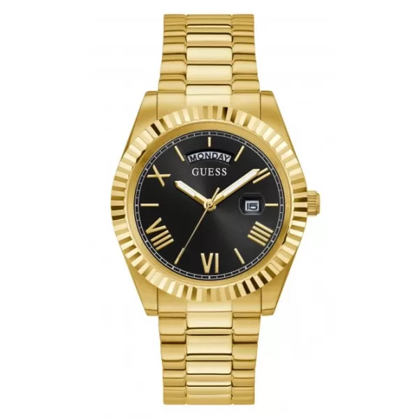 Image of Guess GW0265G3 Mens Connoisseur Black Dial Gold Watch
