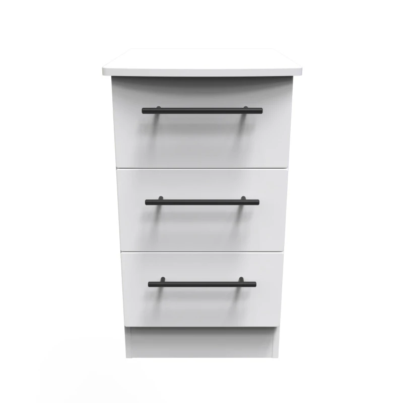 Image of Howard 3 Drawer Bedside Cabinet In White Ash (Ready Assembled)
