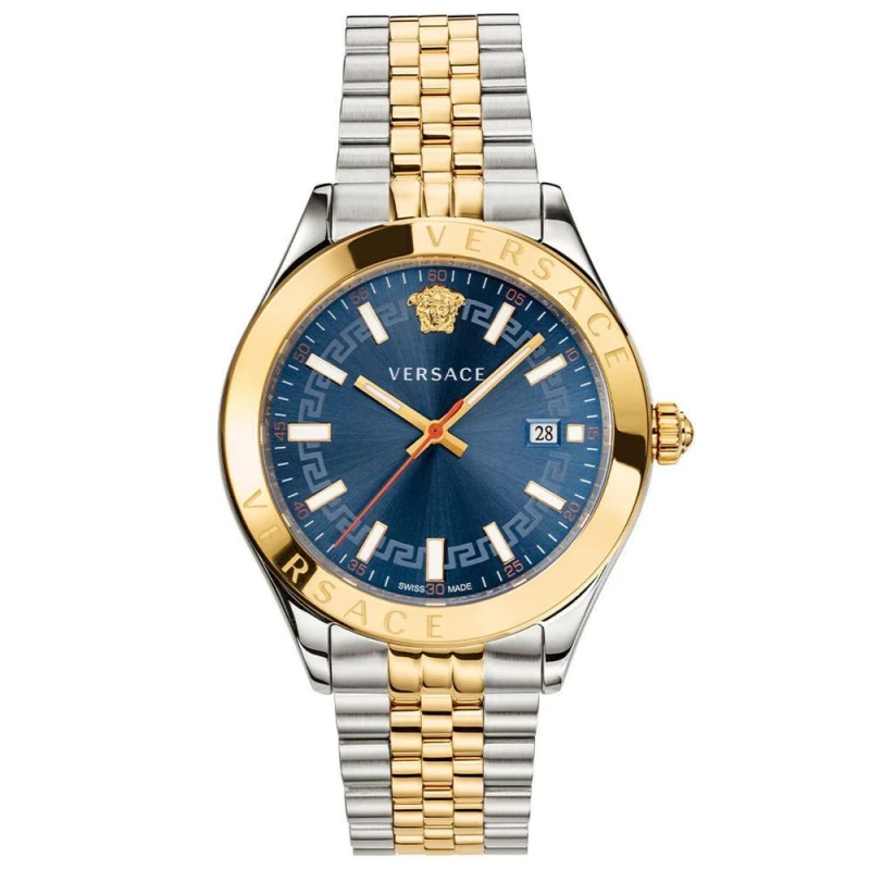Image of Versace Hellenyium VEVK00520 Mens Watch - Blue Dial, Gold & Silver Stainless Steel, Quartz silver/gold silver/gold
