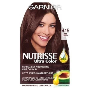 Image of Garnier Nutrisse 4.15 Iced Coffee Brown Permanent Hair Dye Brunette