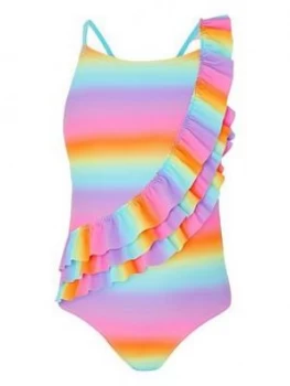 Image of Accessorize Girls Ombre Frill Swimsuit - Multi