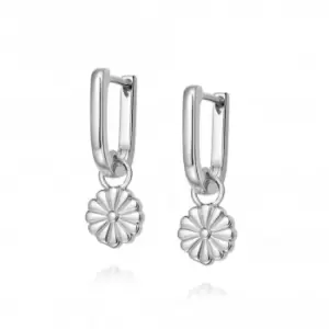 Image of Daisy Bloom Drop Huggies 925 Sterling Silver Earrings DE02_SLV