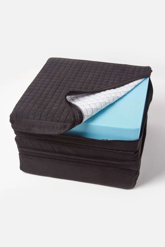 Image of Homescapes Quilted Polyester 3 Seater Orthopaedic Booster Cushion Cover in Black Unisex