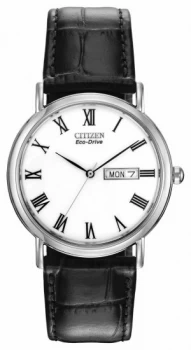 Image of Citizen Mens White Dial Leather Strap Eco-Drive BM8240-11A Watch