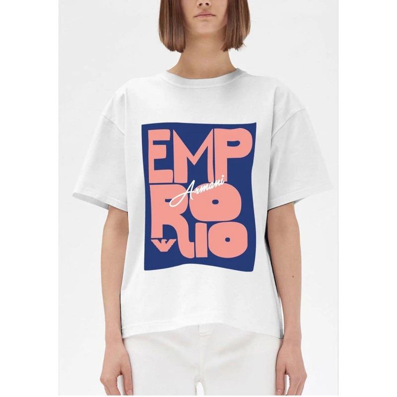 Image of Emporio Armani Emporio T BlPnk logo - White White 4