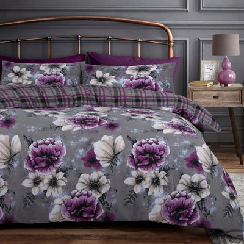 Image of Velosso Cassia Floral Duvet Cover Set Purple