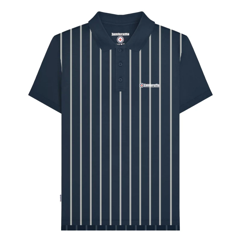 Image of Lambretta Lambretta Men Pinstripe Polo Shirt in Navy Size: Medium Navy M Male 5063703652810