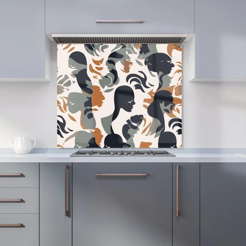 Image of Warren Reed - Designer Abstract Grey Brown Silhouette Kitchen Splashback Size: 900mm x 650mm Brown Unisex 900mm x 650mm
