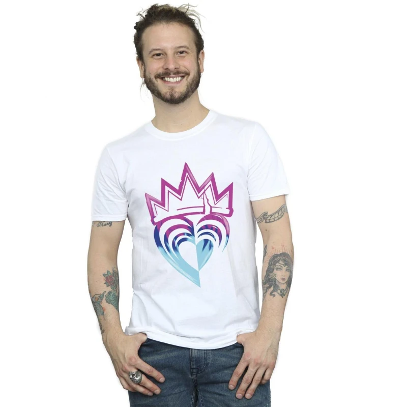 Image of Disney Men Descendants Pink Crown T-Shirt in White Size: Small White S Male 5063283175471