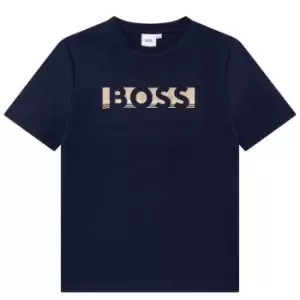 Image of Boss Gold Logo T Shirt - Blue