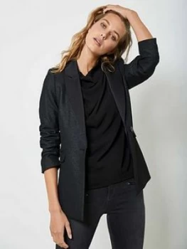 Image of Mint Velvet Shimmer Sb Blazer - Black