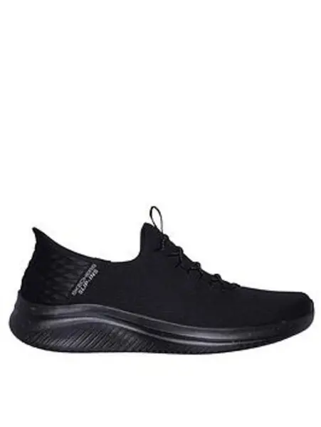 Image of Skechers Slip-ins Jersey Mesh Wide Fit Memory Foam Trainers - Black Size 12, Men
