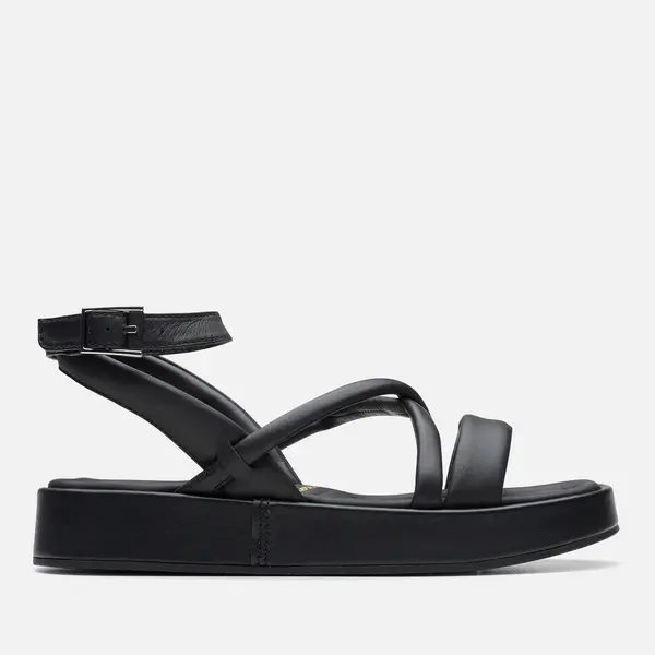 Image of Clarks Womens Alda Leather Cross Sandals - UK 7 Black Sandals female 26176254 7