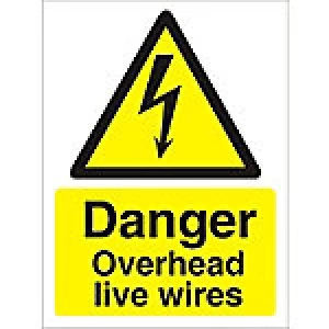 Image of Warning Sign Overhead Wires Plastic 40 x 30 cm