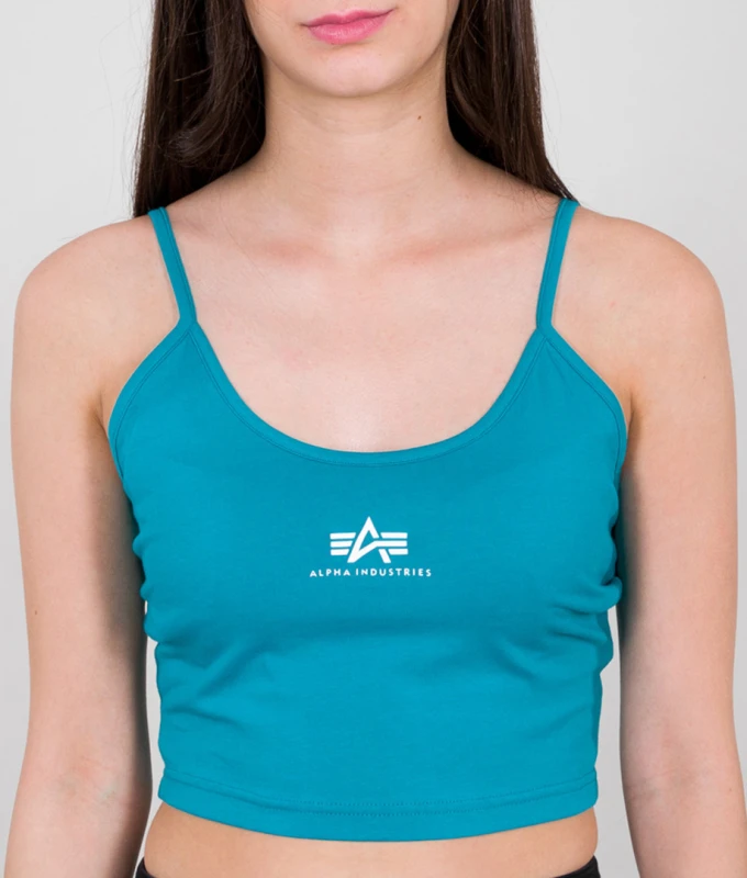 Image of Alpha Industries Basic Crop SL Ladies Top, turquoise, Size M for Women