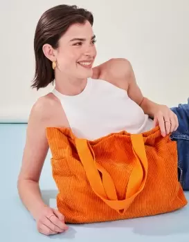 Image of Accessorize Womens Cord Shopper Bag Orange, Size: 34x44cm