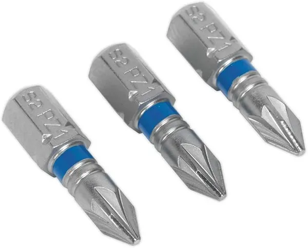 Image of Sealey AK210504 Power Tool Bits Pozi #1 Colour-Coded S2 25mm 3pc
