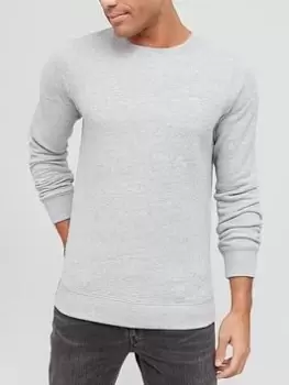 Image of Superdry Vintage Logo Embroidered Crew Neck Sweat - Grey Marl, Size S, Men