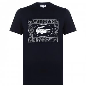 Image of Lacoste Box Word T Shirt - Navy