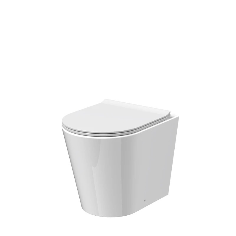 Image of Balterley Round Rimless Back to Wall Toilet Pan with Soft Close Sandwich Seat in White White Unisex