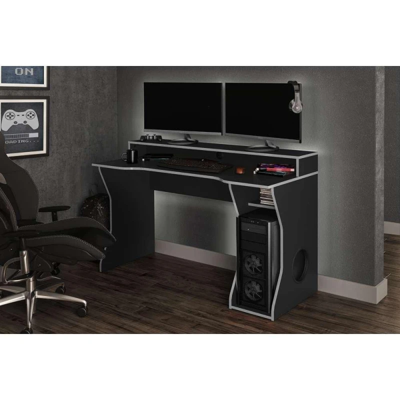 Image of Birlea Enzo Gaming/Computer Desk Silver unisex One Size