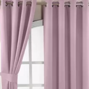 Image of Homescapes - homecapes Pastel Pink Herringbone Chevron Blackout Thermal Curtains Pair Eyelet Style, 65x90'