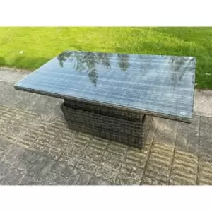 Image of Fimous Outdoor Dark Grey PE Wicker Rattan Adjustable Dining or Coffee Table