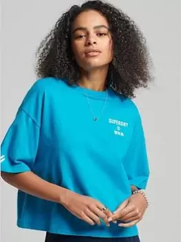 Image of Superdry Code Core Sport Tee - Blue , Grey, Size 14, Women