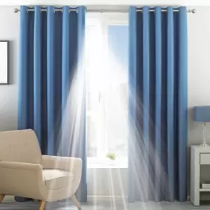 Image of Twilight Thermal Blackout Eyelet Curtains Denim