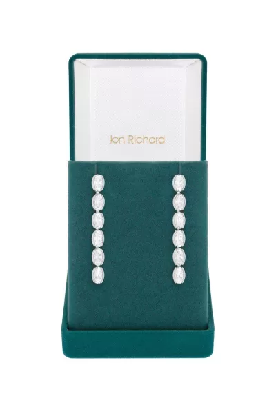 Image of Rhodium Plated And Cubic Zirconia Tennis Earrings - Gift Boxed