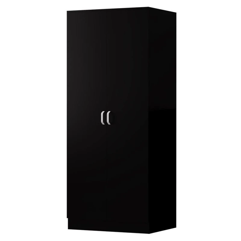 Image of FWStyle FWStyle 2 Door Double Wardrobe Black Scratch Resistant Storage Black One Size Unisex 5056413127723