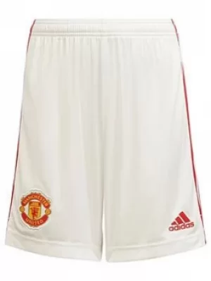 Image of Adidas Manchester United Junior 21/22 Home Short, White, Size 13-14 Years