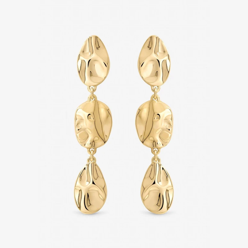 Image of Mood Gold Polished Molten Drop Earrings Gold female One Size