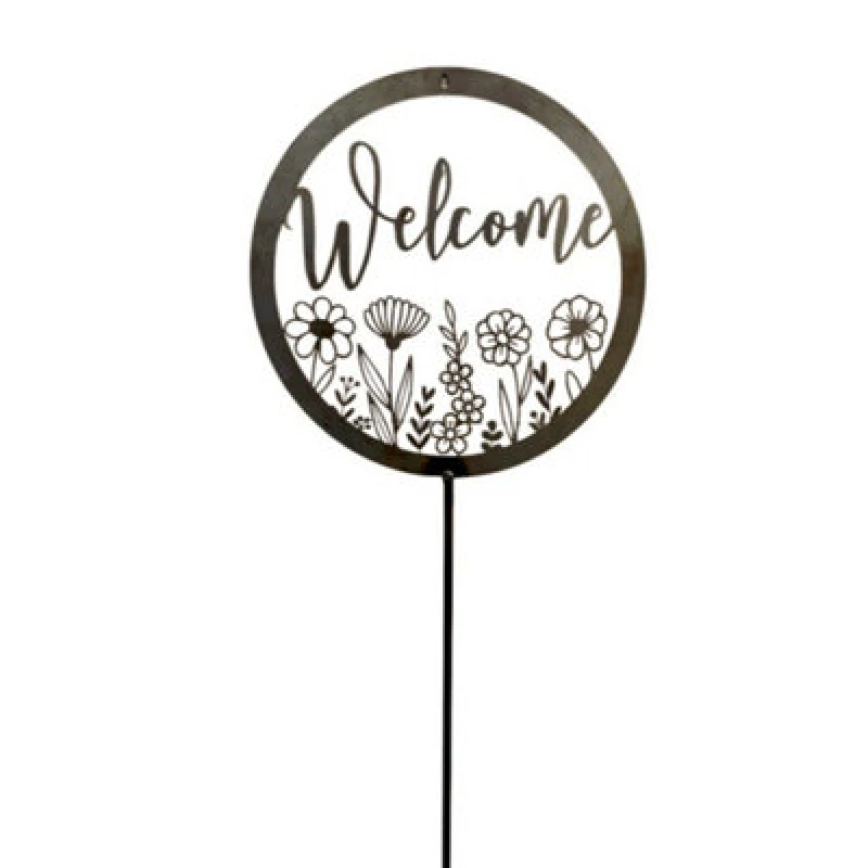 Image of Poppy Forge Welcome On 4 Feet Pole - Bare Metal/ready To Rust - W30 X H152 Cm