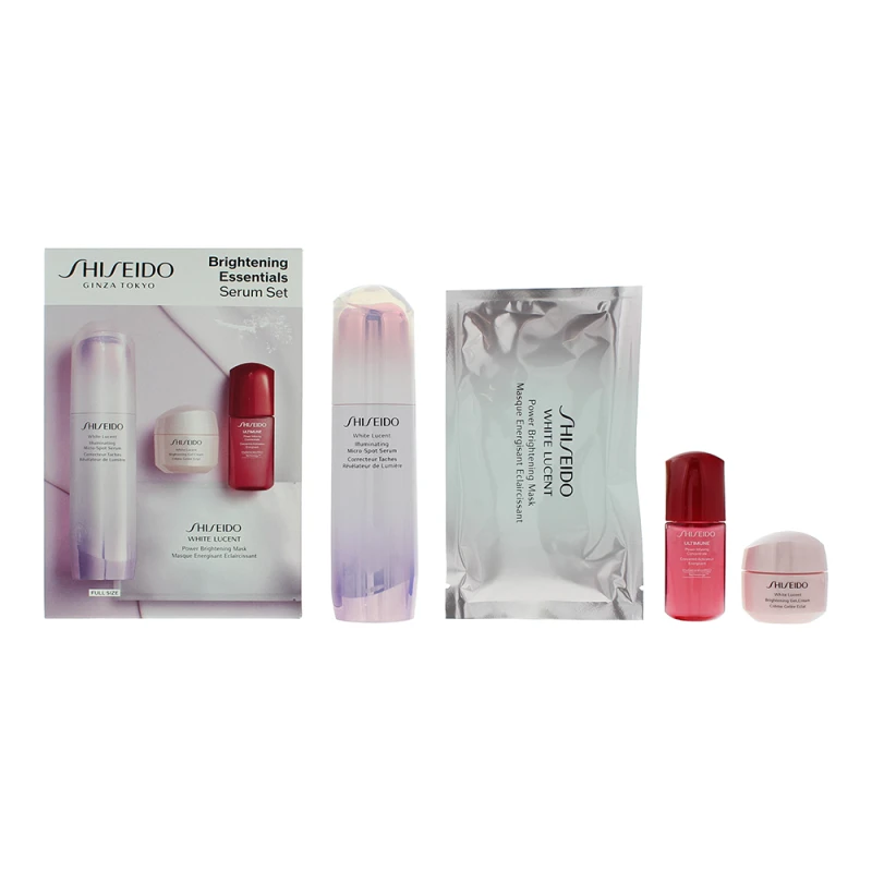 Image of Shiseido Brightening Essentials Eye Gift Set 50ml Gel Cream + 15ml Eye Cream + 15ml Power Infusing Concentrate + Power Brightening Mask