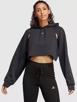 Image of adidas Train HIIT Hooded Sweat Top - Black, Size 2XL, Women